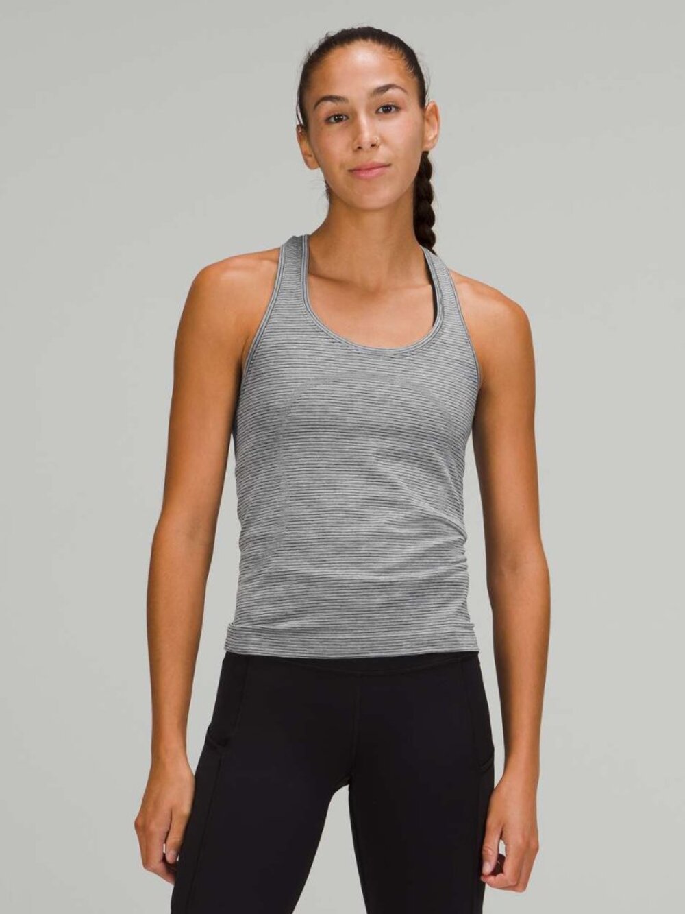 Lululemon Swiftly Tech Racerback Tank Top 2.0 *Race Length - Gray/Black Stripe